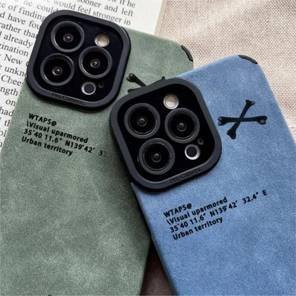 Fashion WTAPS Skeletons Labels Silicone Suede Phone Case