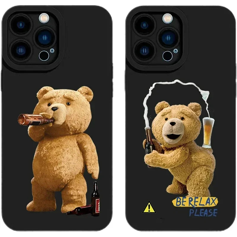 Teddy Bear Couple Cartoon Soft Silicone Phone Case