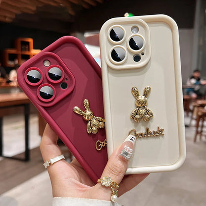 3D Cute Golden Rabbit Silicone Soft Phone Case