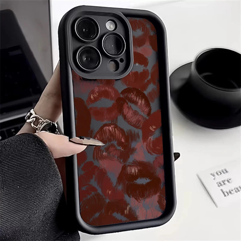 Sexy Girl Red Lips Silicone Case