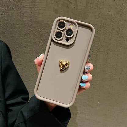 3D Gold Heart Silicone Soft Phone Case