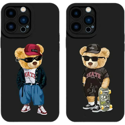 Teddy Bear Couple Cartoon Soft Silicone Phone Case