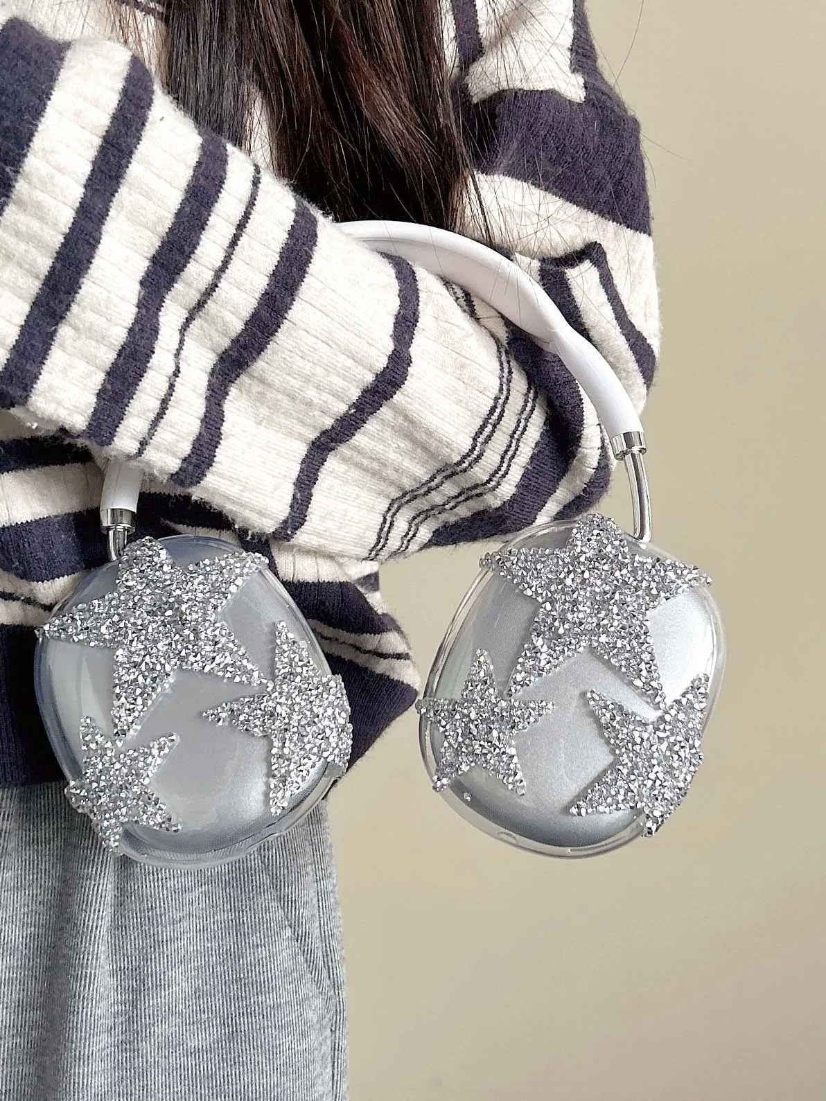 Blingbling stars Cute DIY ins headset cover