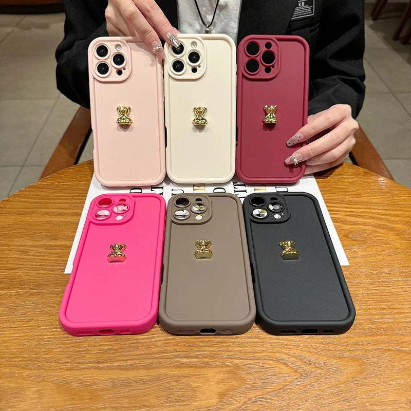 3D Gold Bear Silicone Soft Phone Case