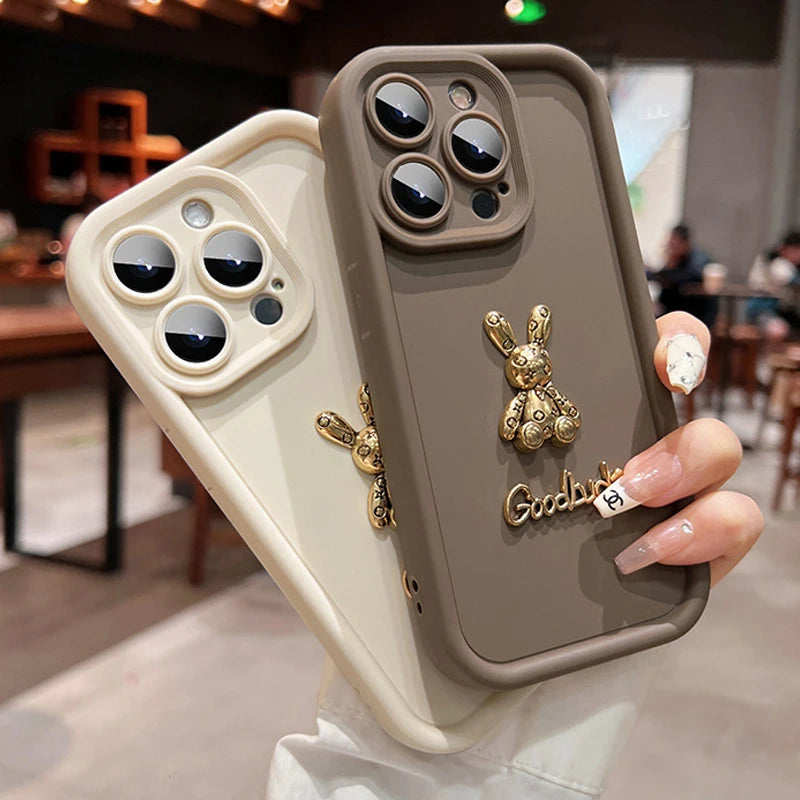 3D Cute Golden Rabbit Silicone Soft Phone Case